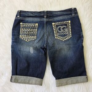 Coogi Studded Jean Denim Bermuda Shorts Size 16
